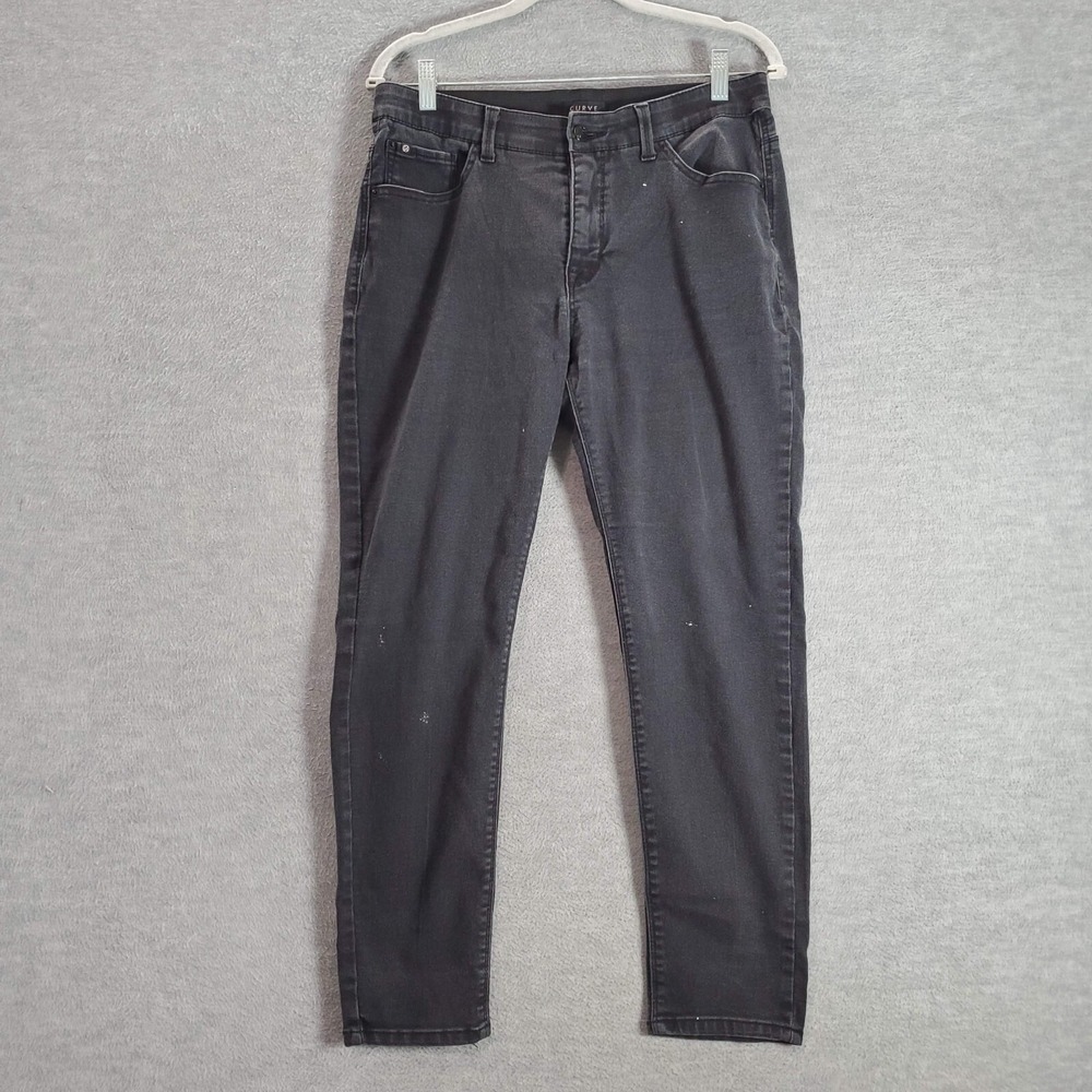 Curve Appeal Women Jeans 32x26 Black Denim High Rise Pockets READ